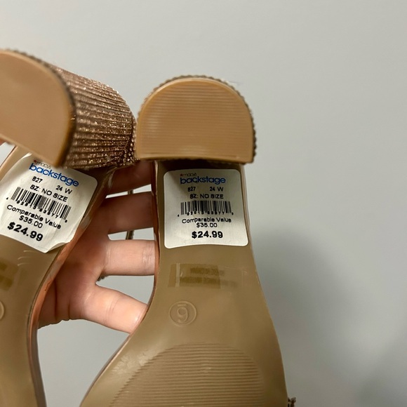 Pink Rhinestone Block Heels - Picture 5 of 5